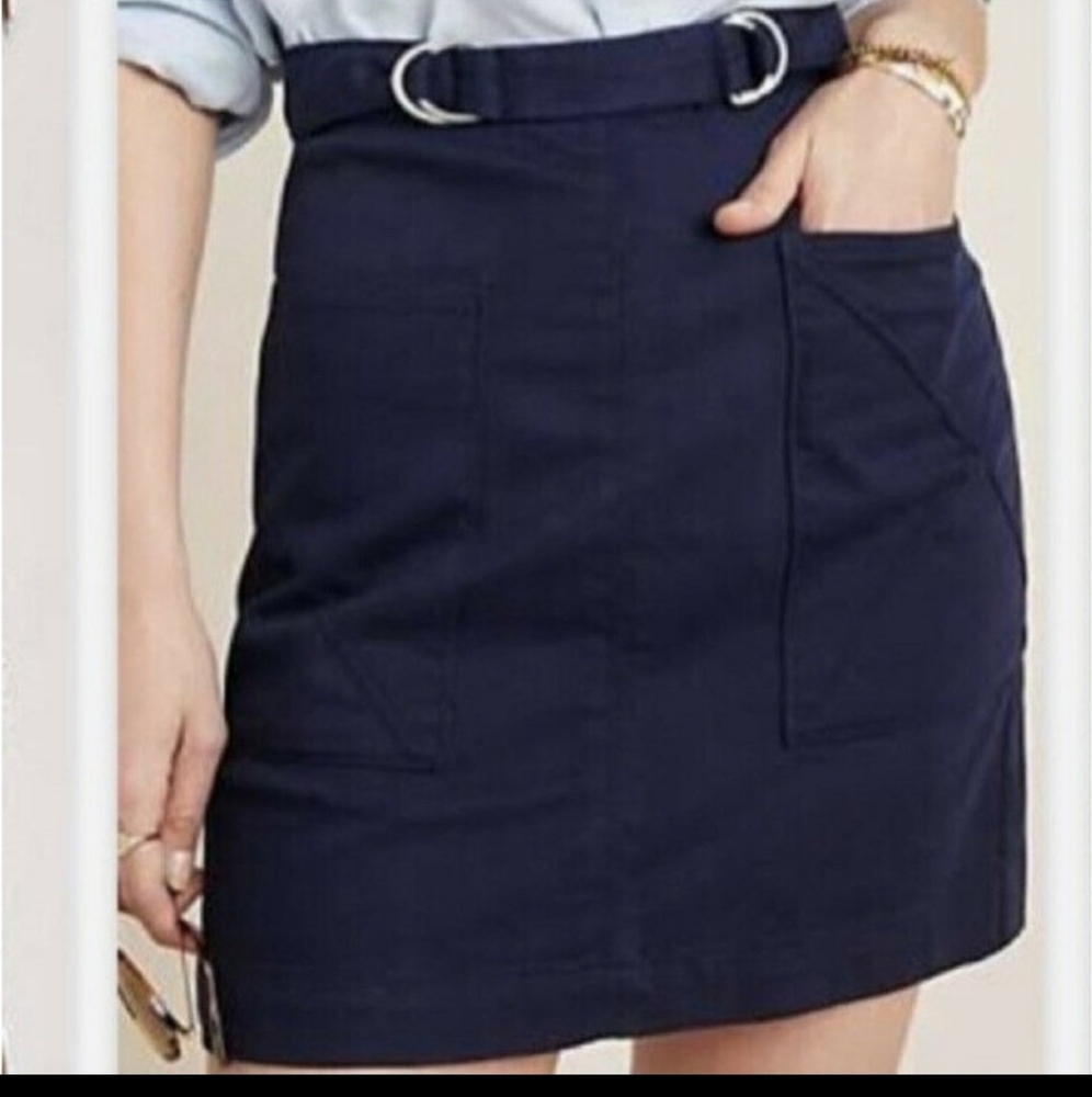 Pilcro and the letterpress navy blue mini skirt size 10